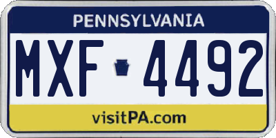 PA license plate MXF4492