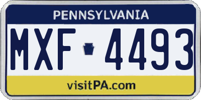 PA license plate MXF4493