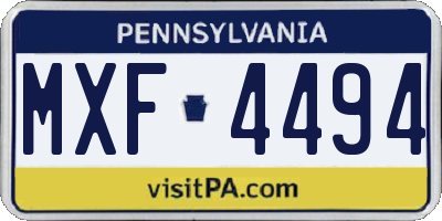 PA license plate MXF4494