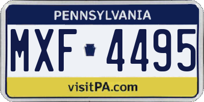 PA license plate MXF4495