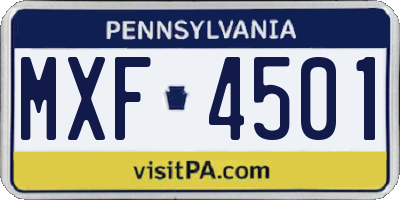 PA license plate MXF4501