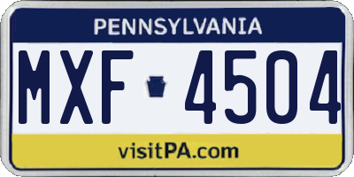 PA license plate MXF4504