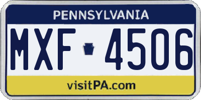 PA license plate MXF4506