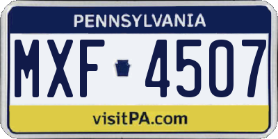 PA license plate MXF4507