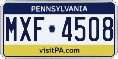 PA license plate MXF4508