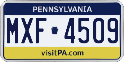 PA license plate MXF4509
