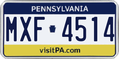 PA license plate MXF4514