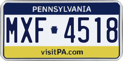 PA license plate MXF4518