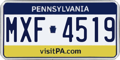 PA license plate MXF4519