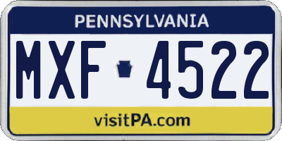 PA license plate MXF4522