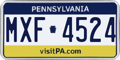 PA license plate MXF4524