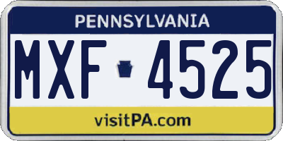 PA license plate MXF4525