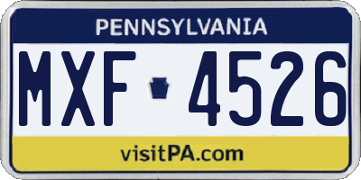 PA license plate MXF4526