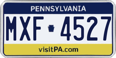 PA license plate MXF4527
