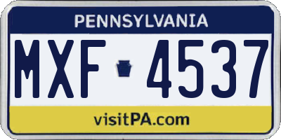 PA license plate MXF4537
