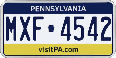 PA license plate MXF4542