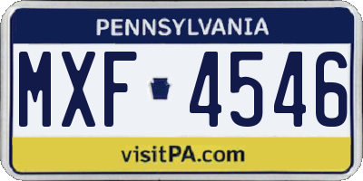 PA license plate MXF4546