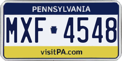 PA license plate MXF4548