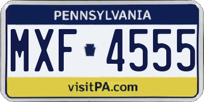 PA license plate MXF4555