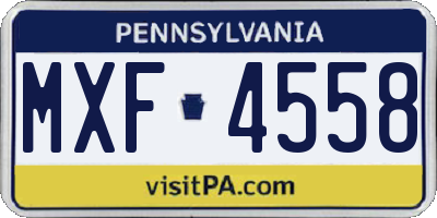 PA license plate MXF4558