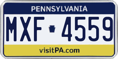 PA license plate MXF4559