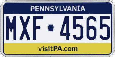 PA license plate MXF4565