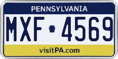 PA license plate MXF4569