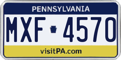 PA license plate MXF4570