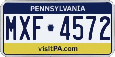 PA license plate MXF4572