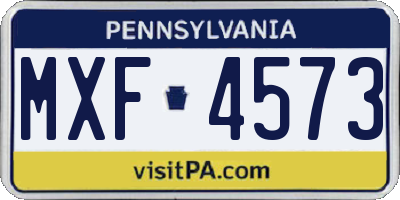PA license plate MXF4573