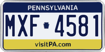 PA license plate MXF4581