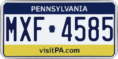 PA license plate MXF4585