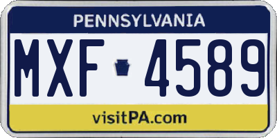 PA license plate MXF4589