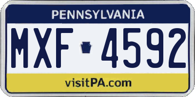 PA license plate MXF4592