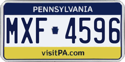 PA license plate MXF4596