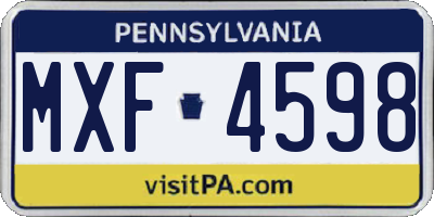 PA license plate MXF4598