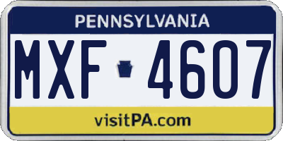 PA license plate MXF4607