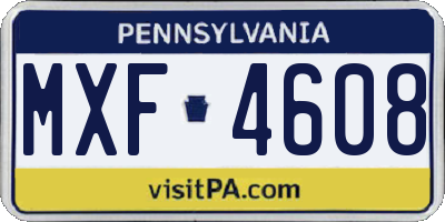 PA license plate MXF4608