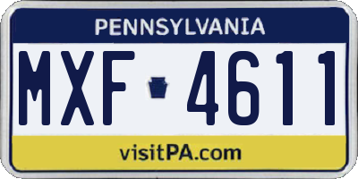 PA license plate MXF4611