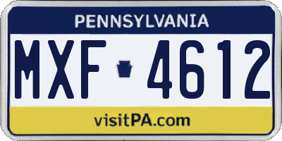 PA license plate MXF4612