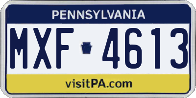 PA license plate MXF4613