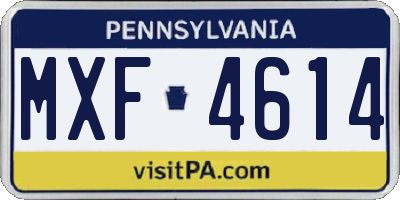 PA license plate MXF4614