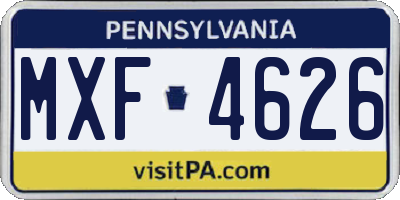 PA license plate MXF4626