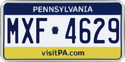 PA license plate MXF4629