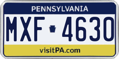 PA license plate MXF4630