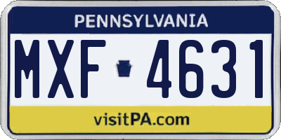 PA license plate MXF4631