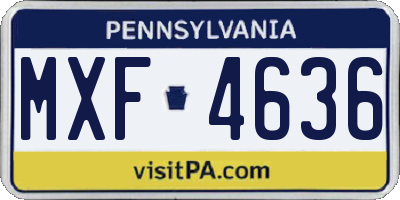 PA license plate MXF4636