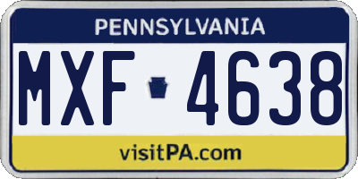 PA license plate MXF4638