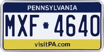 PA license plate MXF4640