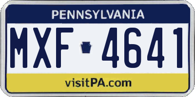PA license plate MXF4641